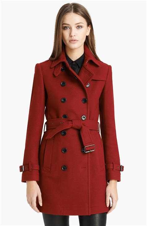 burberry brit wool-blend trench coat red|burberry women's trench coat.